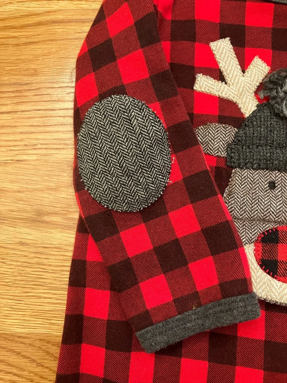Mud Pie Red and Black Buffalo Plaid Reindeer One-Piece